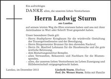 Traueranzeige Ludwig Sturm