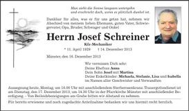 Traueranzeige Josef Schreiner