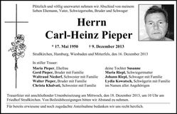 Traueranzeige Carl-Heinz Pieper