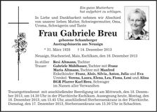 Traueranzeige Gabriele Breu