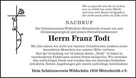 Traueranzeige Franz Todt
