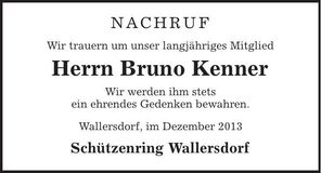 Traueranzeige Bruno Kenner