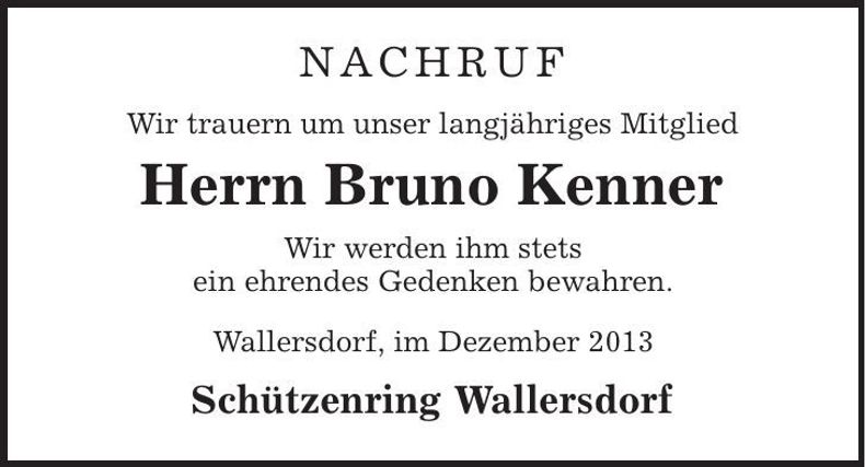 Traueranzeige Bruno Kenner