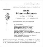 Traueranzeige Anna Schrettenbrunner