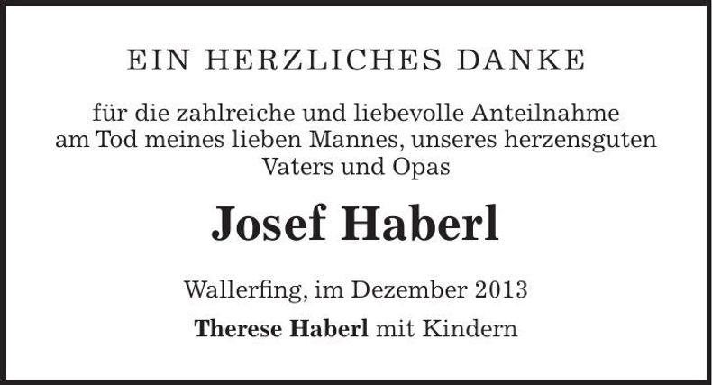 Traueranzeige Josef Haberl