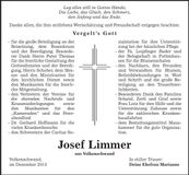 Traueranzeige Josef Limmer