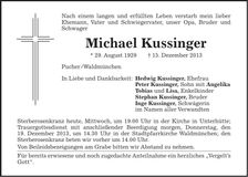 Traueranzeige Michael Kussinger