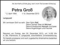 Traueranzeige Petra Groß