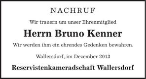 Traueranzeige Bruno Kenner