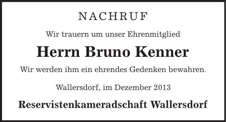 Traueranzeige Bruno Kenner