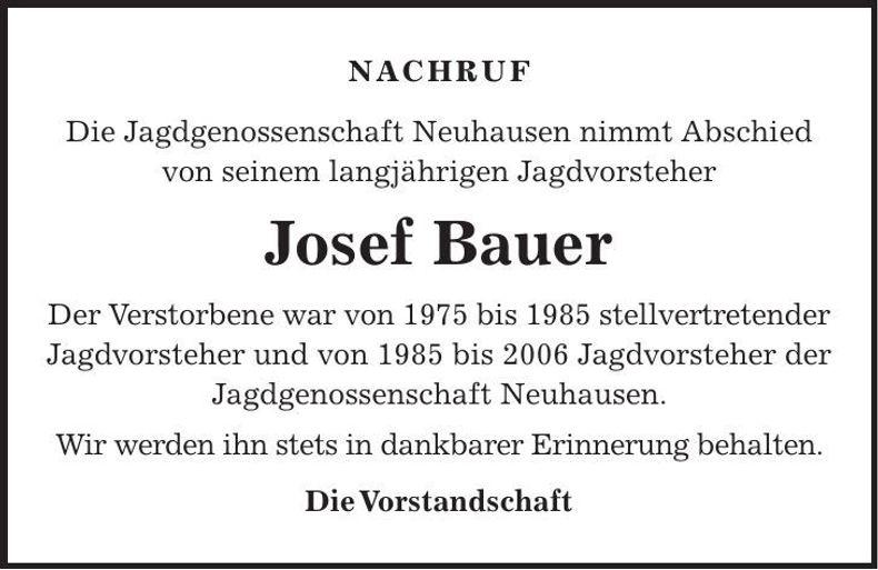 Traueranzeige Josef Bauer