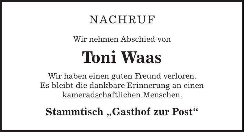 Traueranzeige Anton Waas
