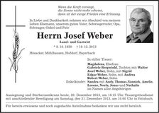 Traueranzeige Josef Weber