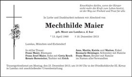 Traueranzeige Mechthilde Maier