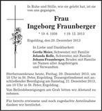 Traueranzeige Ingeborg Fraunberger