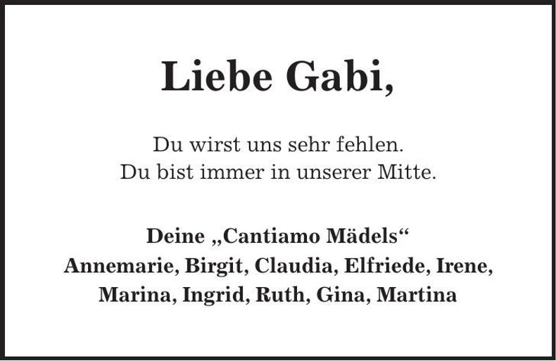 Traueranzeige Gabi Loibl