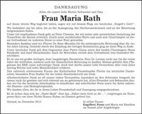 Traueranzeige Maria Rath