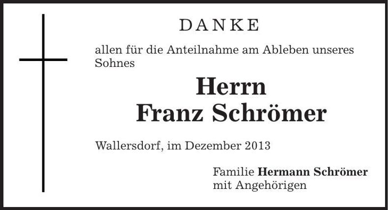 Traueranzeige Franz Schrömer