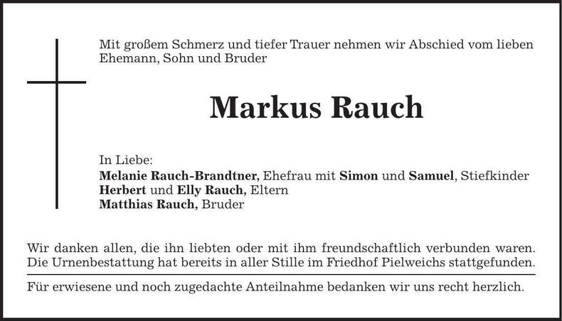 Traueranzeige Markus Rauch