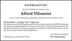 Traueranzeige Alfred Vilsmeier