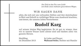 Traueranzeige Rudolf Karg