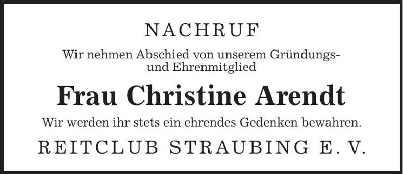 Traueranzeige Christine Arendt