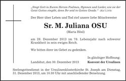 Traueranzeige Maria Hösl