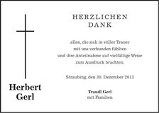 Traueranzeige Herbert Gerl
