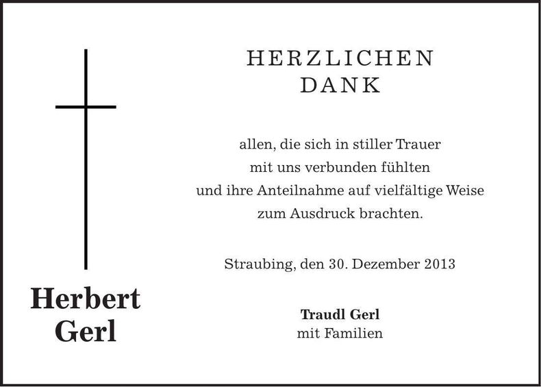Traueranzeige Herbert Gerl