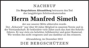 Traueranzeige Manfred Simeth