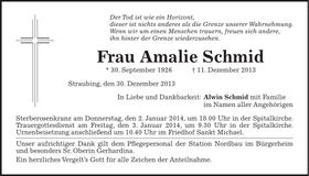 Traueranzeige Amalie Schmid