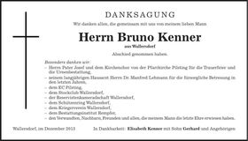 Traueranzeige Bruno Kenner
