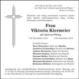 Traueranzeige Viktoria Kiermeier
