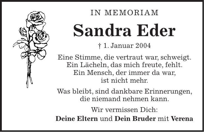 Traueranzeige Sandra Eder