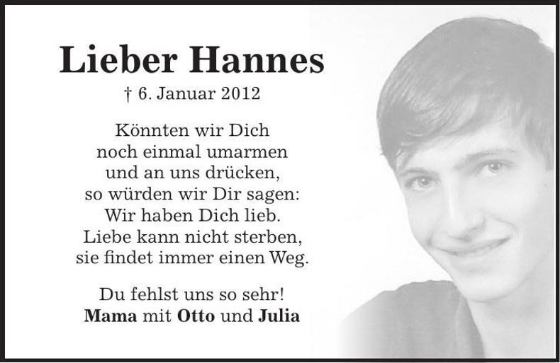Traueranzeige Hannes Neumeier