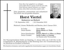 Traueranzeige Horst Viertel