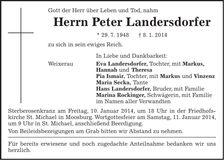 Traueranzeige Peter Landersdorfer