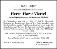 Traueranzeige Horst Viertel