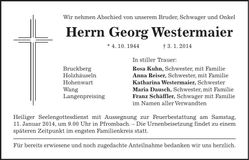 Traueranzeige Georg Westermaier