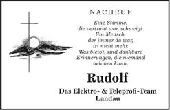 Traueranzeige Rudolf Gruber