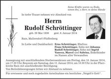 Traueranzeige Rudolf Schröttinger