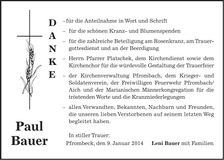 Traueranzeige Paul Bauer