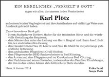 Traueranzeige Karl Plötz