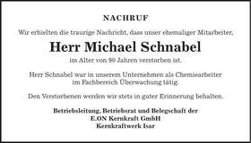 Traueranzeige Michael Schnabel