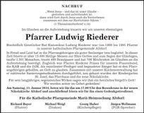 Traueranzeige Ludwig Riederer