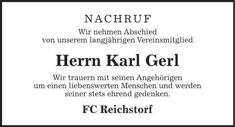 Traueranzeige Karl Gerl