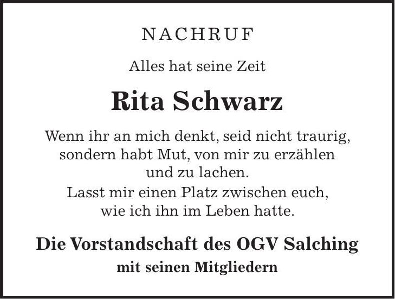 Traueranzeige Rita Schwarz