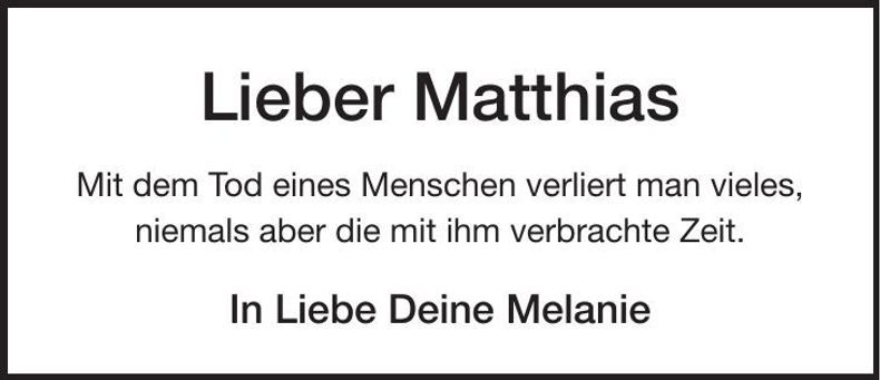 Traueranzeige Matthias Kappelmeier
