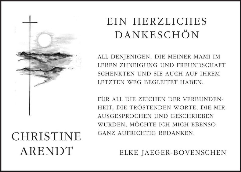 Traueranzeige Christine Arendt