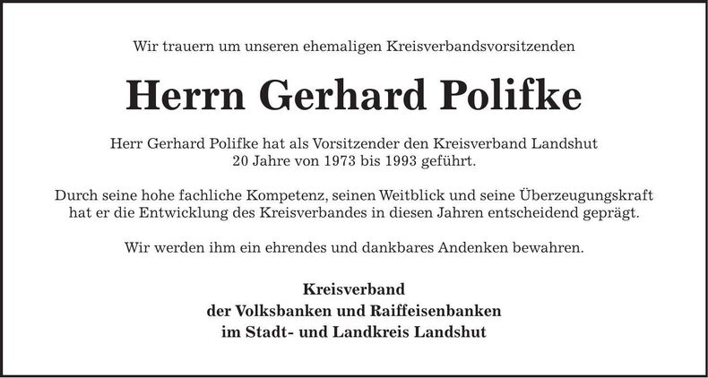 Traueranzeige Gerhard Polifke